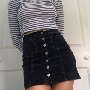 Brandy Melville Navy Blue Corduroy Button Mini Skirt Size M